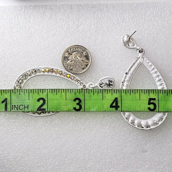 Crystal Teardrop White Large Earrings - Picture 6 of 13